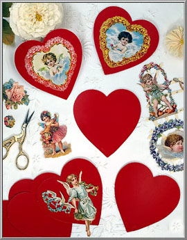 4" Red Hearts Cutouts set of 10