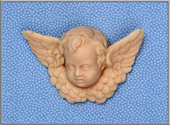 Large Cherubic Angel bas rel;ief wax decoration