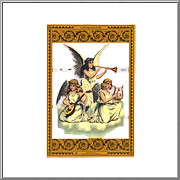 Musical Angel Trio on a Cloud scrap relief sheet Mamelok England