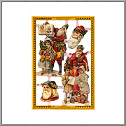 Father Christmas with Children scrap relief sheet Mamelok England