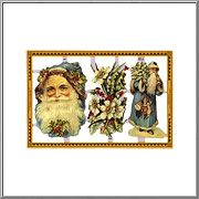 Blue Santa Claus and Bouquet scrap relief sheet Mamelok England