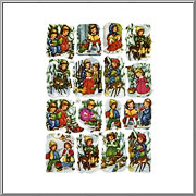 Snow Scene Children vintage scraps sheet PZB Western Germany