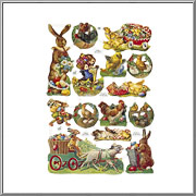 Old-Time Easter Scenes Scrap Picture Sheet EF Germany