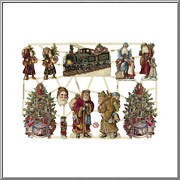 Santa Claus, Train and Christmas Trees scrap pictures sheet EF Germany