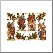 Old World Santa and Pine Boughs scrap pictures sheet EF Germany