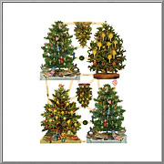 Medium Victorian Christmas Trees scrap pictures sheet EF Germany