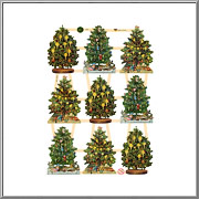Small Victorian Christmas Trees scrap pictures sheet EF Germany