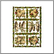 Holly Garland Borders and Bells scrap pictures sheet EF Germany